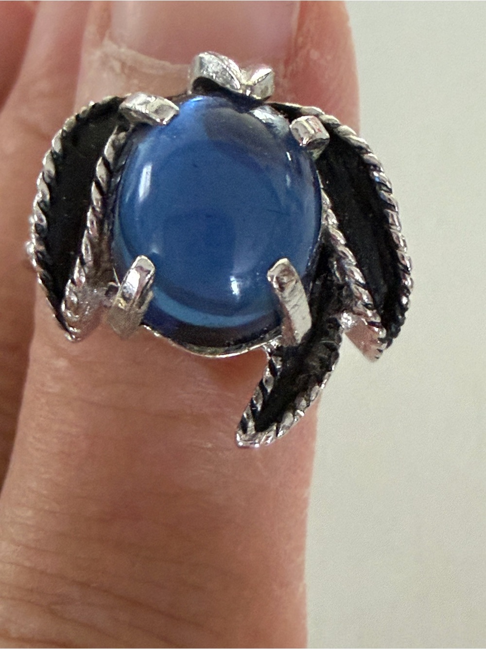 Vintage Park Lane blue Cabochon Silver-Tone Statement Ring -